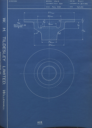 Chater-Lea MFG CO LTD B.A352 HUB WH Tildesley Forging Technical Drawing