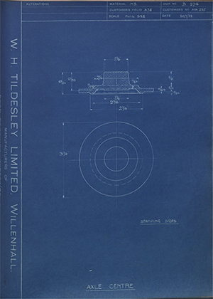 Chater-Lea MFG CO LTD MM.235 Axle Centre WH Tildesley Forging Technical Drawing