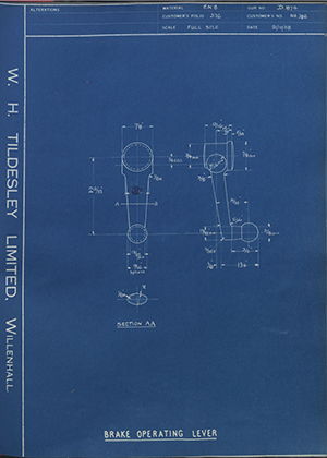 Chater-Lea MFG CO LTD NA386 Brake Operating Lever WH Tildesley Forging Technical Drawing