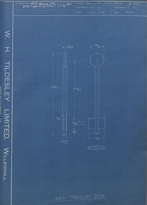 Chatwood Safe & Engineering Co LTD 152 Key - Treasury Door WH Tildesley Forging Technical Drawing