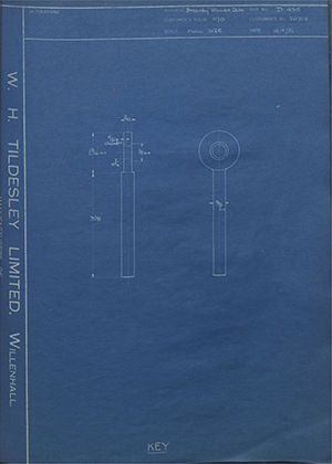 Chatwood Safe & Engineering Co LTD 26711E Key WH Tildesley Forging Technical Drawing