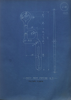 Cheek Piece Stamping - Military Elbow WH Tildesley Forging Technical Drawing