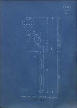 Cheek Piece Stamping - No23 - Elbow - Large WH Tildesley Forging Technical Drawing