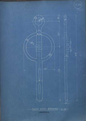 Cheek Piece Stamping - No54 - Liverpool WH Tildesley Forging Technical Drawing