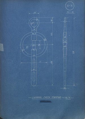 Cheek Piece Stamping - No71 - Liverpool WH Tildesley Forging Technical Drawing