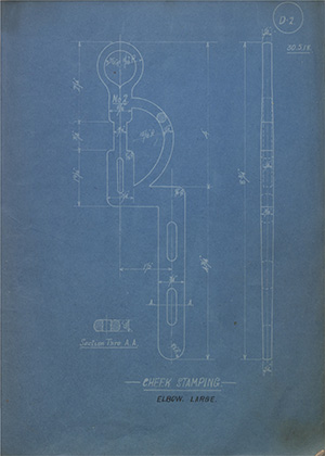 Cheek Stamp - Elbow - Large WH Tildesley Forging Technical Drawing