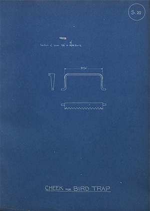 Cheek for Bird Trap WH Tildesley Forging Technical Drawing