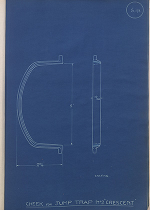 Cheek for Jump Trap No2 'Crescent' WH Tildesley Forging Technical Drawing