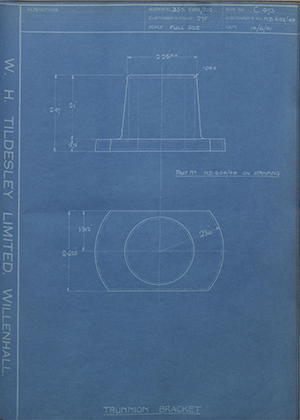 Chubb & Sons Lock & Safe Co LTD MD4154/49 Trunnion Bracket WH Tildesley Forging Technical Drawing