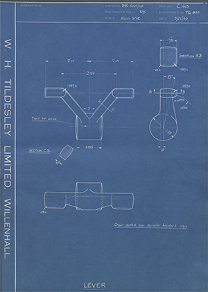 Chubb & Sons Lock & Safe Co LTD TG939 Lever WH Tildesley Forging Technical Drawing