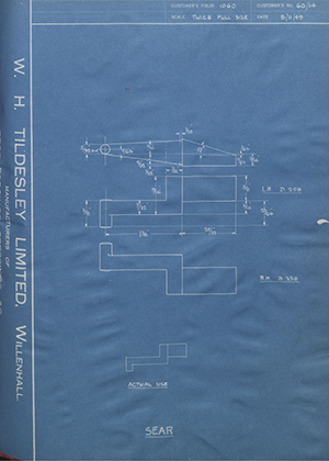 Cogswell & Harrison LTD 60/14 Sear WH Tildesley Forging Technical Drawing