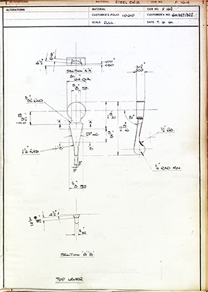 Cogswell & Harrison LTD 60/327/322 Top Lever WH Tildesley Forging Technical Drawing