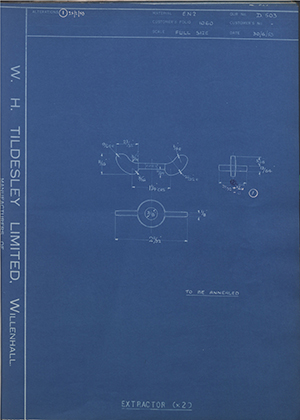 Cogswell & Harrison LTD  Extractor (x2) WH Tildesley Forging Technical Drawing