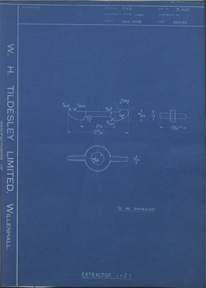 Cogswell & Harrison LTD  Extractor (x2) WH Tildesley Forging Technical Drawing