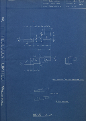 Cogswell & Harrison LTD LH/A / RH/B Sear - LH & RH WH Tildesley Forging Technical Drawing