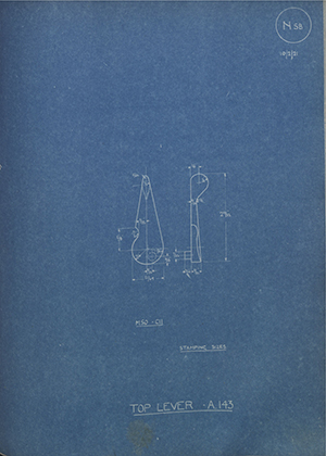 Cogswell & Harrison LTD M50 - C11 Top Lever - A143 WH Tildesley Forging Technical Drawing