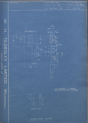 Cogswell & Harrison LTD RH948A / LH948B Ejector Sear WH Tildesley Forging Technical Drawing