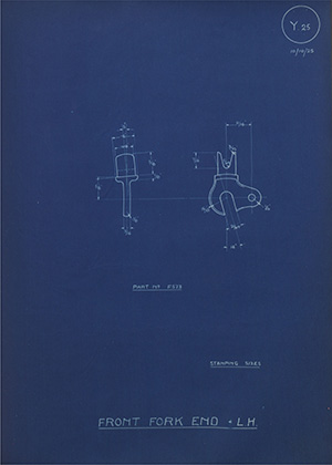 Colliery Factory & Mill Furnishing Company Front Fork End - LH WH Tildesley Forging Technical Drawing