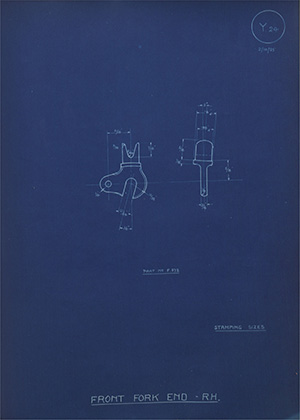 Colliery Factory & Mill Furnishing Company Front Fork End - RH WH Tildesley Forging Technical Drawing