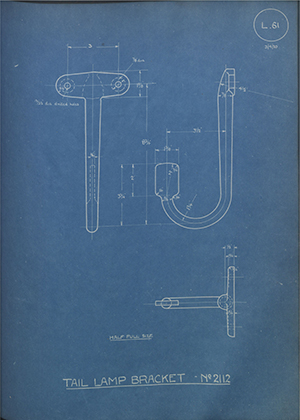 Commer Cars LTD 2112 Tail Lamp Bracket WH Tildesley Forging Technical Drawing