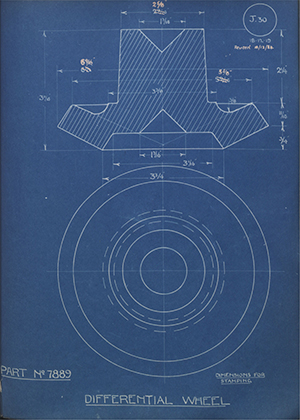 Commer Cars LTD 7889 Differential Wheel WH Tildesley Forging Technical Drawing