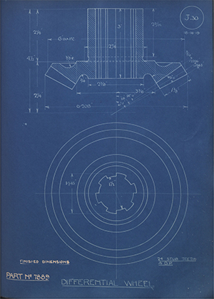 Commer Cars LTD 7889 Differential Wheel WH Tildesley Forging Technical Drawing