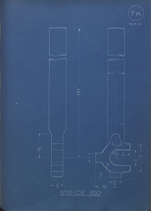 Commer Cars LTD  Striker Rod WH Tildesley Forging Technical Drawing