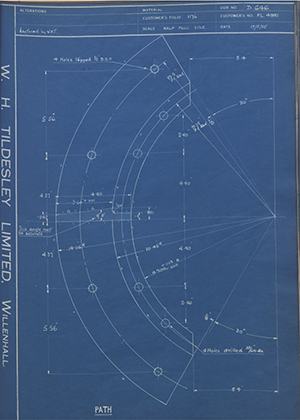 Crawley Metal Productions LTD FL4951 Path WH Tildesley Forging Technical Drawing