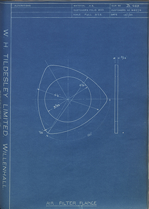 Crossley Motors LTD 44274 Air Filter Flange WH Tildesley Forging Technical Drawing