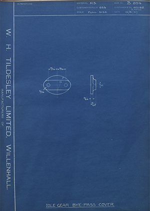 Crossley Motors LTD 45162 / 45172 Idle Gear Bye-Pass Cover WH Tildesley Forging Technical Drawing