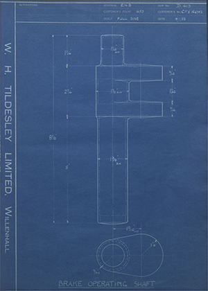 Crossley Motors LTD CFV156742 Brake Operating Shaft WH Tildesley Forging Technical Drawing