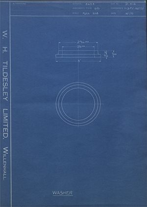 Crossley Motors LTD DFV156775 Washer WH Tildesley Forging Technical Drawing