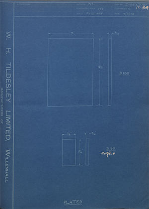 Crossley Motors LTD  Plates WH Tildesley Forging Technical Drawing