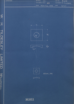 Crossley Motors LTD RV218682 Washer WH Tildesley Forging Technical Drawing