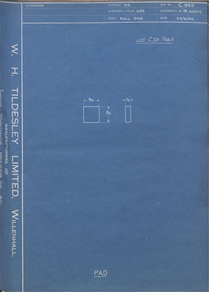 Crossley Motors LTD TR100317 Pad WH Tildesley Forging Technical Drawing