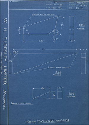 Crossley Motors LTD TR161020 Web for Rear Shock Absorber WH Tildesley Forging Technical Drawing