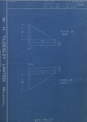 Crossley Motors LTD TR161204 / TR161205 Web - RH & LH WH Tildesley Forging Technical Drawing