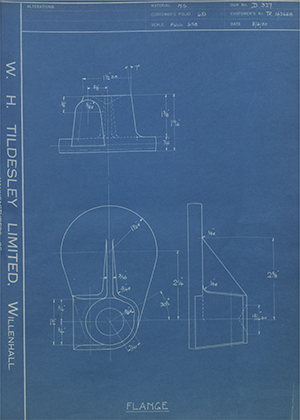 Crossley Motors LTD TR162668 Flange WH Tildesley Forging Technical Drawing