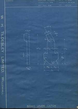 Crossley Motors LTD TR26731 Brake Lever Catch WH Tildesley Forging Technical Drawing