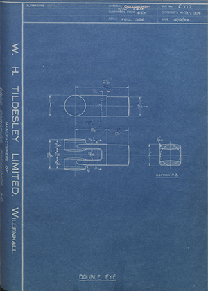 Crossley Motors LTD TR27374 Double Eye WH Tildesley Forging Technical Drawing