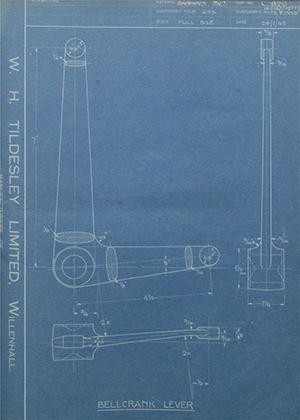 Crossley Motors LTD TR27536 / 160667 / 29387 Bellcrank Lever WH Tildesley Forging Technical Drawing