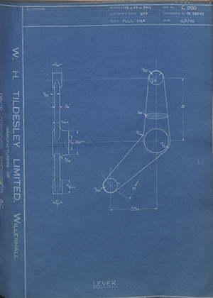 Crossley Motors LTD TR28542 Lever WH Tildesley Forging Technical Drawing