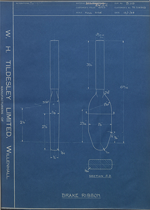 Crossley Motors LTD TR29352 Brake Ribbon WH Tildesley Forging Technical Drawing