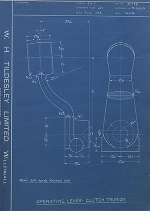 Crossley Motors LTD TR29363 Operating Lever Clutch Trunnion WH Tildesley Forging Technical Drawing