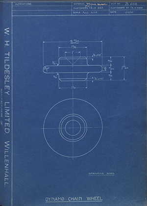 Crossley Motors LTD TR41989 Dynamo Chain Wheel WH Tildesley Forging Technical Drawing