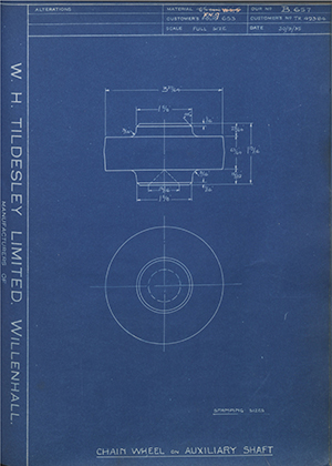 Crossley Motors LTD TR42384 Chain Wheel on Auxillary Shaft WH Tildesley Forging Technical Drawing