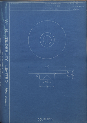 Crossley Motors LTD TR46738 Coupling WH Tildesley Forging Technical Drawing