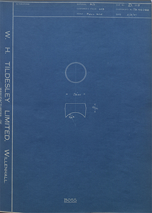 Crossley Motors LTD TR48288 Boss WH Tildesley Forging Technical Drawing