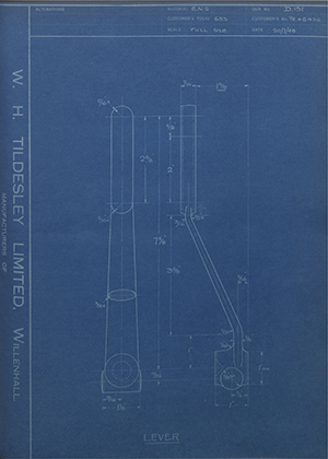 Crossley Motors LTD TR48436 Lever WH Tildesley Forging Technical Drawing