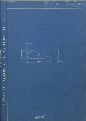 Crossley Motors LTD TR48524 Gusset WH Tildesley Forging Technical Drawing